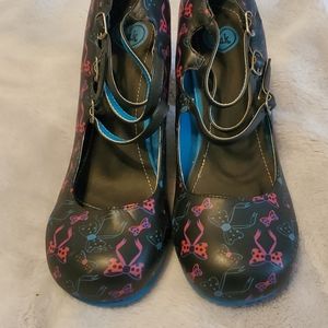 Bow print Tuk chunky heel shoes